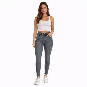 Everlane Washed Charcoal Grey Zip Fly Ankle Skinny Jeans Women Size 26